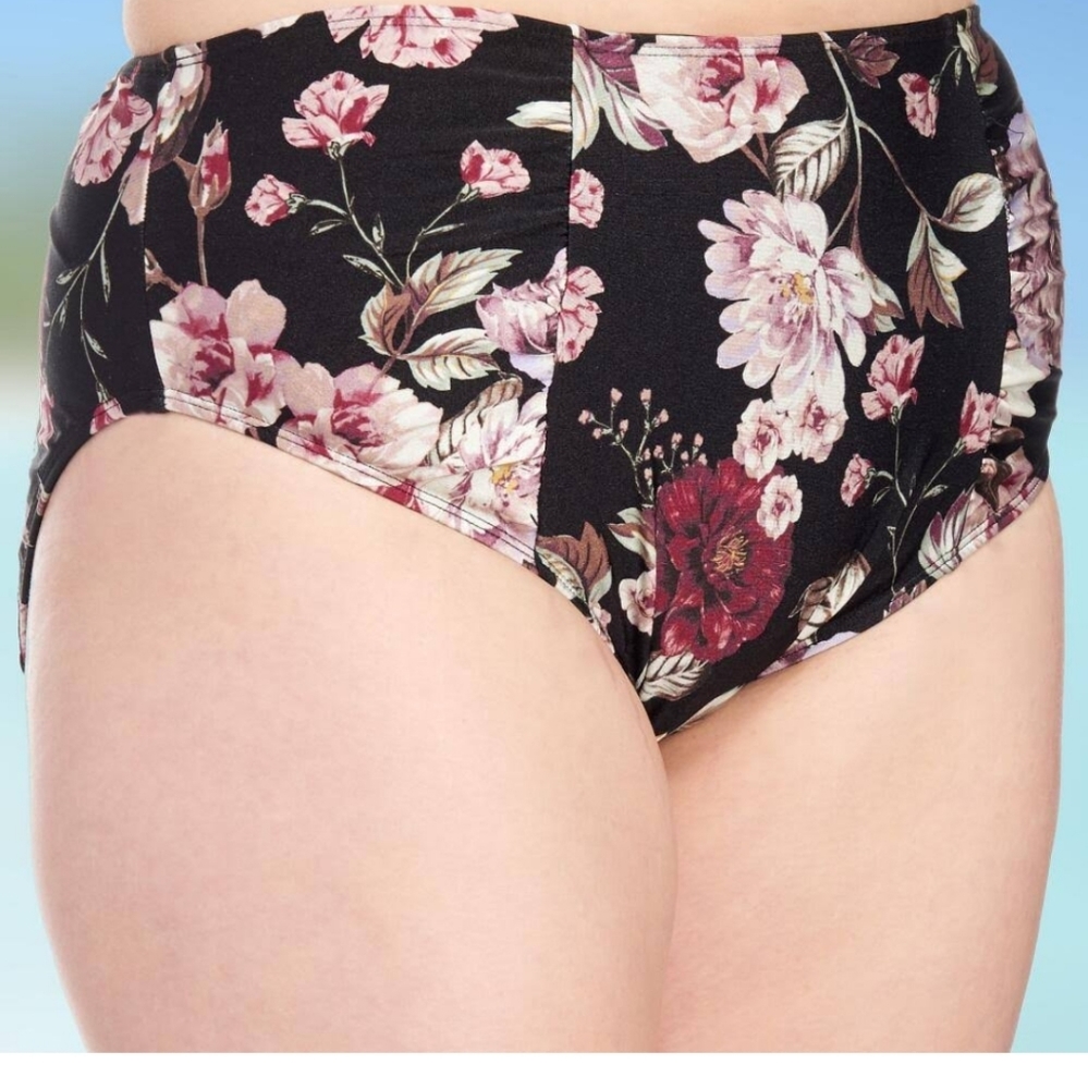 RACHEL Rachel Roy Black Floral Bikini Bottom 2X - Picture 7 of 7